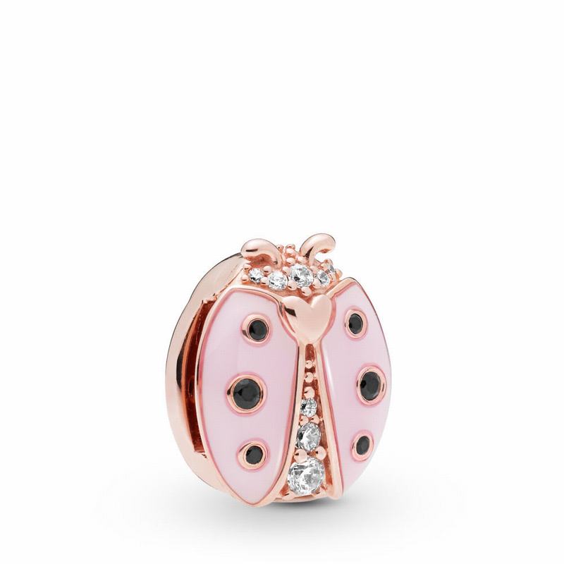 Talismane Pandora Reflexions™ Pink Ladybird Clip Negrii/Roz (aXKJmru8)